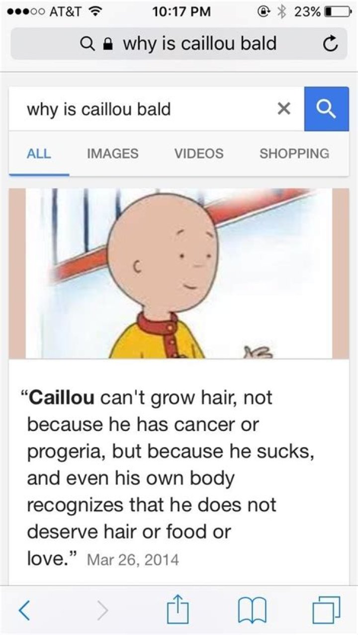 Why is Caillou bald?